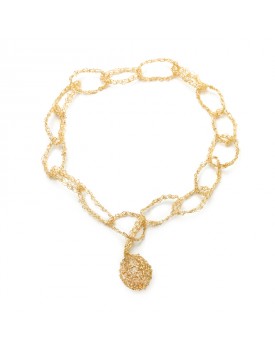 Colar Dourado Arcos Com Cristal