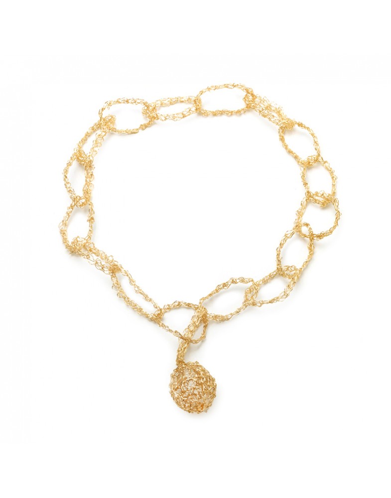 Colar Dourado Arcos Com Cristal