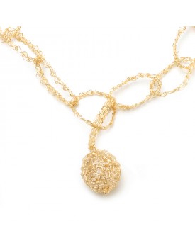 Colar Dourado Arcos Com Cristal