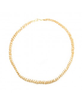 Colar Dourado Corrente Bordada