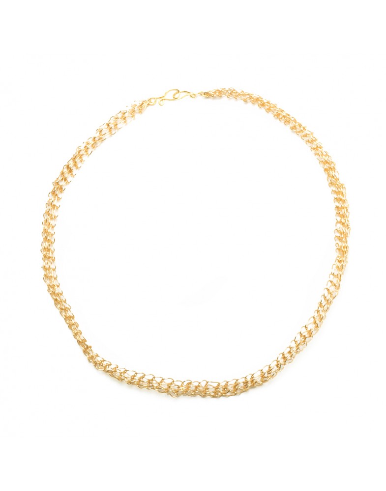 Colar Dourado Corrente Bordada