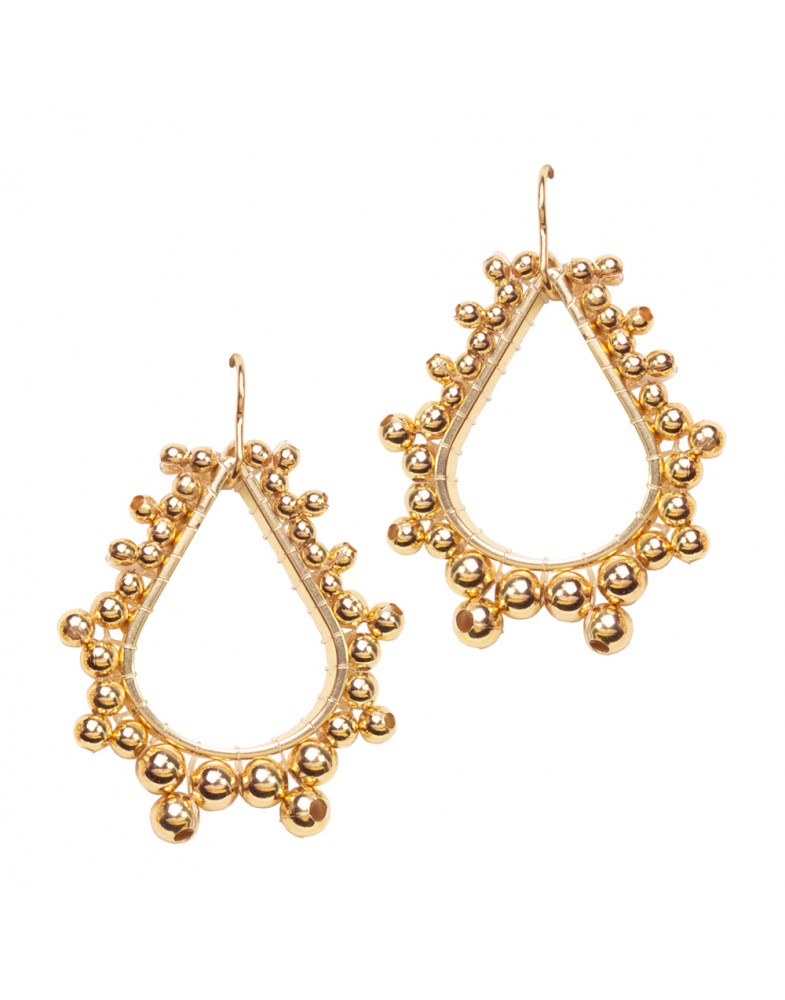 Brinco Dourado Gota Com Bolinhas