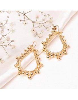 Brinco Dourado Gota Com Bolinhas