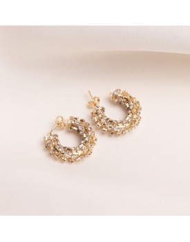 Brinco Dourado Argola Pequena Strass