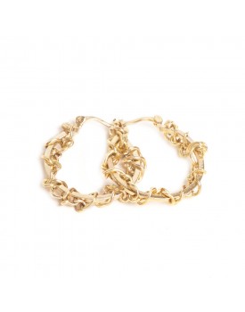 Brinco Dourado Argola Pequena Com Corrente