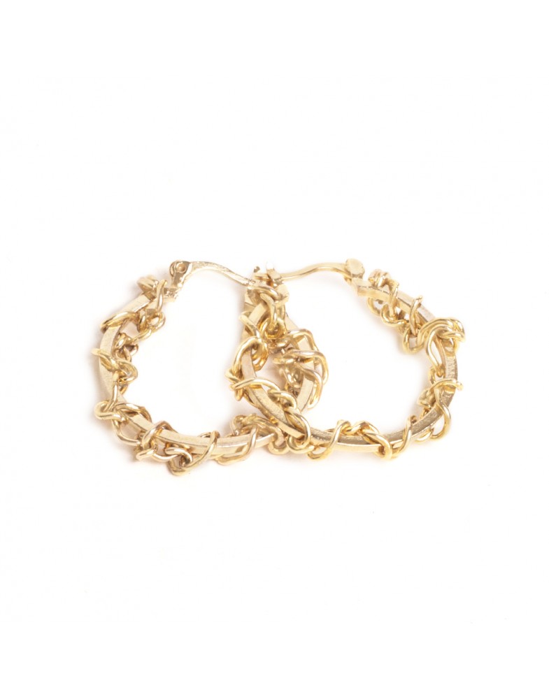 Brinco Dourado Argola Pequena Com Corrente