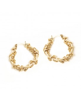 Brinco Dourado Argola Pequena Com Corrente