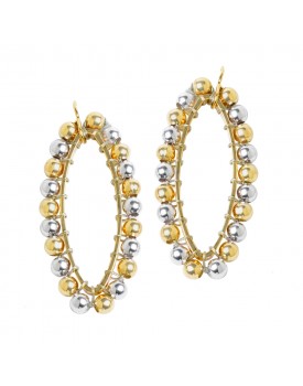 Brinco Dourado Mesclado Com Bolinhas Douradas