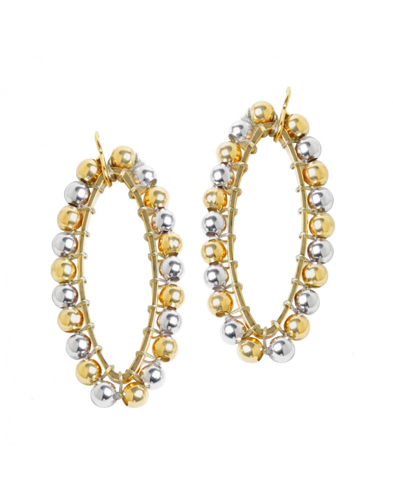Brinco Dourado Mesclado Com Bolinhas Douradas