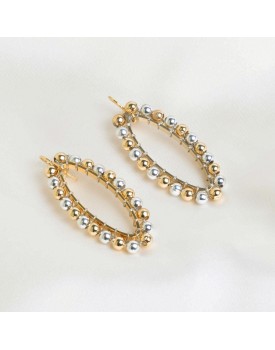 Brinco Dourado Mesclado Com Bolinhas Douradas