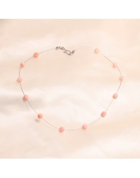 Colar Prateado Bolinhas Coral
