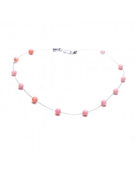 Colar Prateado Bolinhas Coral