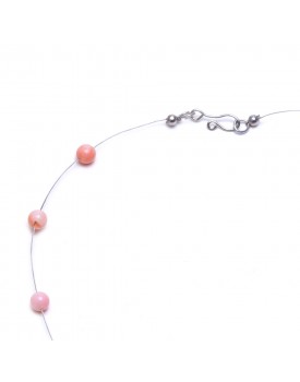 Colar Prateado Bolinhas Coral