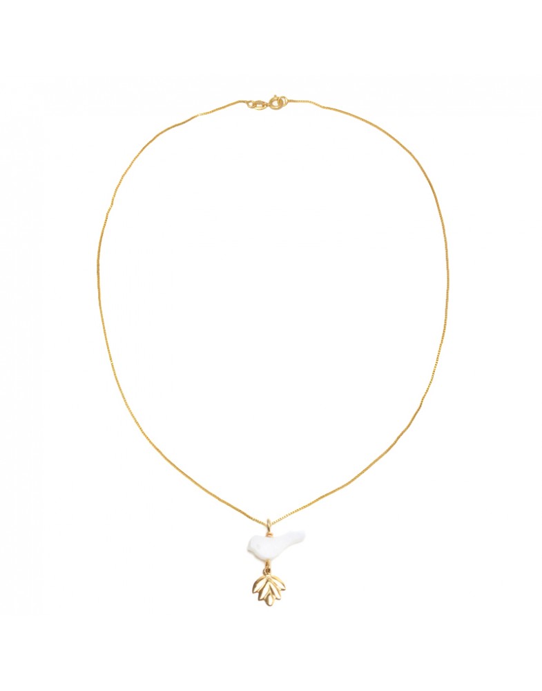 Colar Dourado Passarinho De Madrepérola