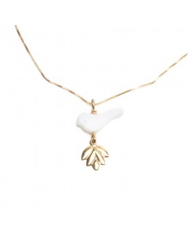 Colar Dourado Passarinho De Madrepérola