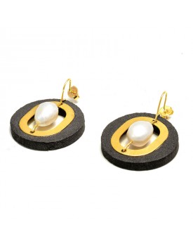 Brinco Dourado Oval Pérola Batata