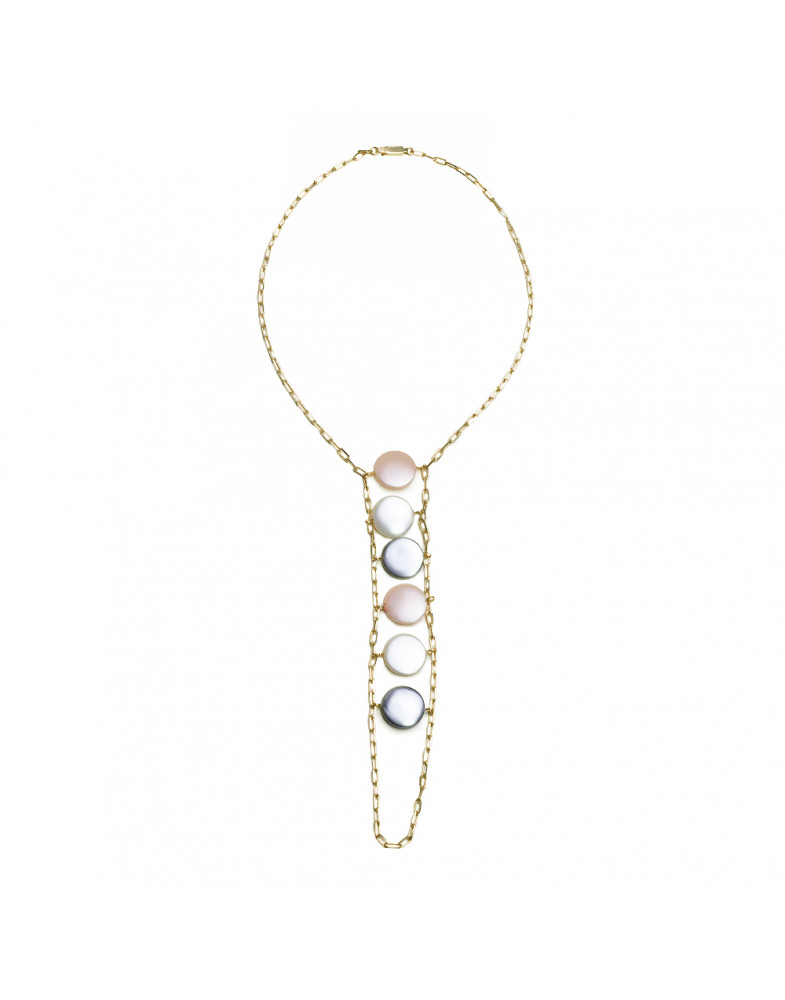 Colar Dourado Pastilhas De Madrepérolas Diversas