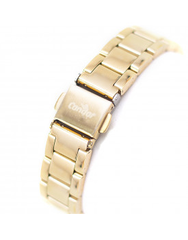 Relógio Feminino Dourado Condor Kit Strass