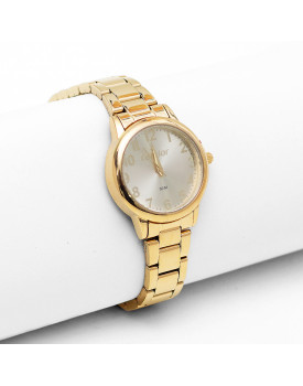 Relógio Feminino Dourado Condor Kit Strass