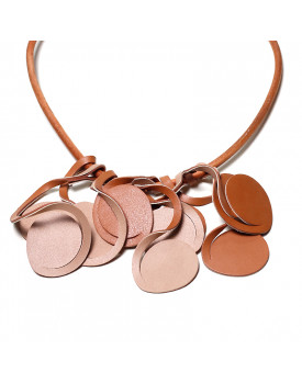 Colar Dourado Moedas De Couro