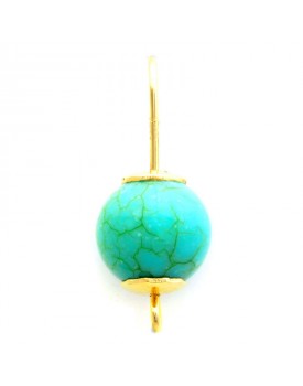 Brinco Dourado Resina Turquesa