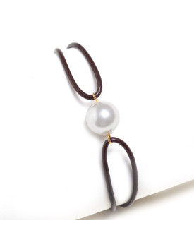 Pulseira Dourada Silicone Com Pérola