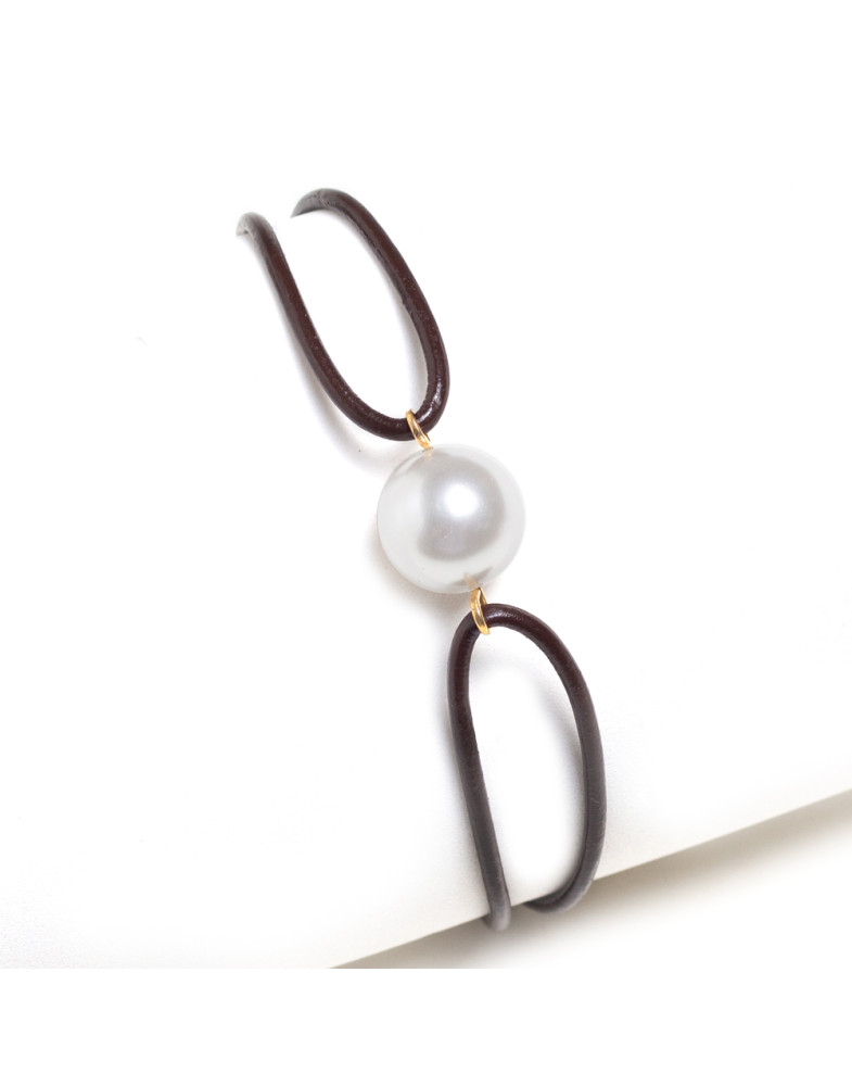 Pulseira Dourada Silicone Com Pérola