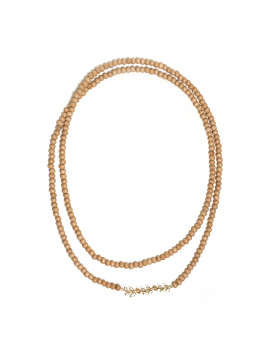 Colar Dourado Bolas De Madeira Com Galhinhos
