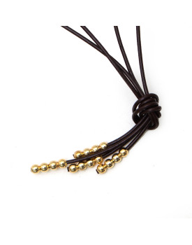 Colar Dourado courinho com Flor Unica e Bolinhas