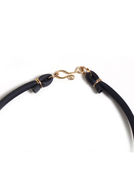 Colar Dourado Borracha Com Pingente De Pérola Perolada