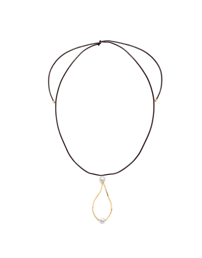 Colar Dourado Caninho Com Pérola