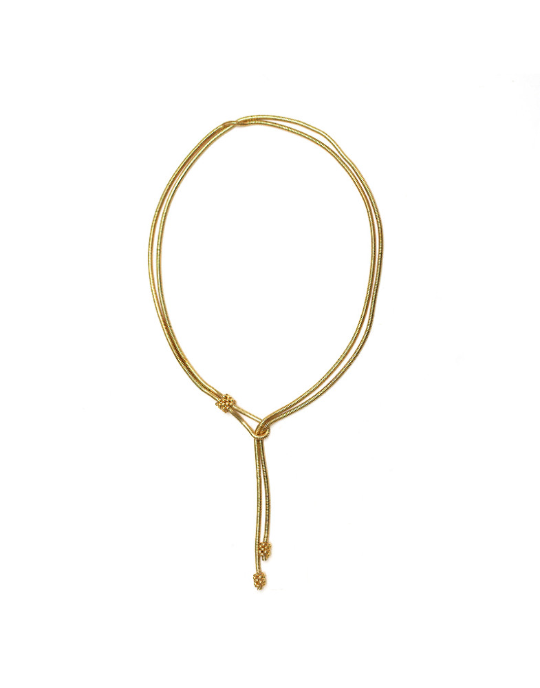 Colar Dourado Cobra Longo Com Cachinhos