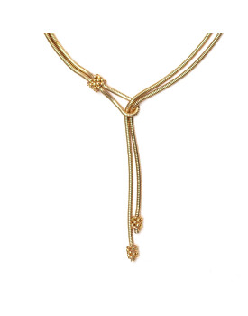 Colar Dourado Cobra Longo Com Cachinhos