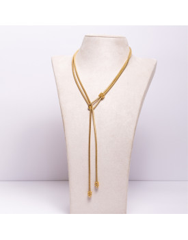Colar Dourado Cobra Longo Com Cachinhos