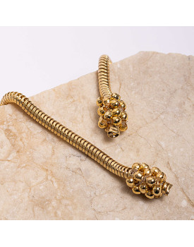 Colar Dourado Cobra Longo Com Cachinhos