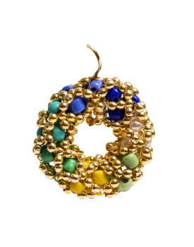 Brinco Dourado Bolinhas Coloridas