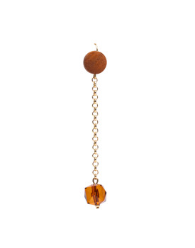 Brinco Dourado Cubo Com Corrente