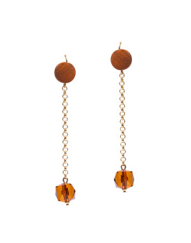 Brinco Dourado Cubo Com Corrente