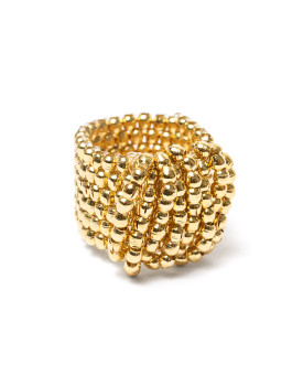 Anel Dourado Bolinhas Entrelaçadas