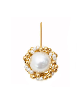 Brinco Dourado Bailarina Pérola E Bolinha