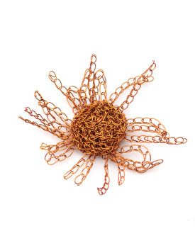 Brinco Dourado Flor Aberta Cobre