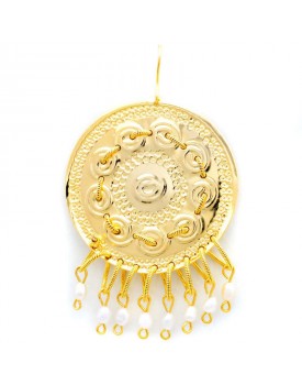 Brinco Dourado Mandala Com Correntes