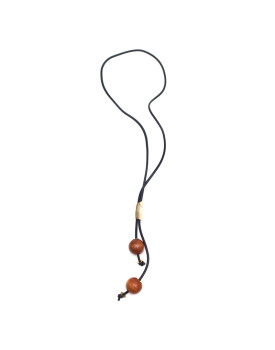Colar Dourado Com Bolas De Madeira