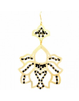 Brinco Dourado  Flor De Lótus Com Miçangas