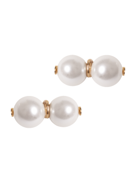 Brinco Dourado Pérolas Duplas