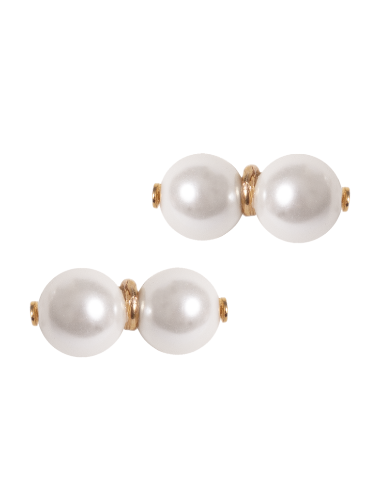 Brinco Dourado Pérolas Duplas