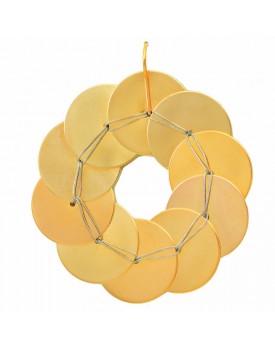 Brinco Dourado Paetê Com Aço Dourado Grande