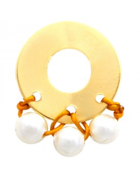 Brinco Dourado Disquinho Com Pérolas