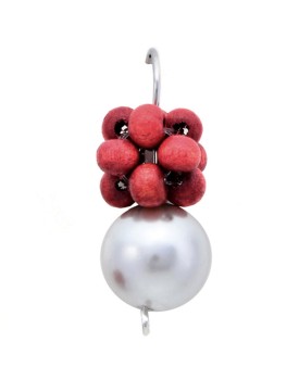 Brinco Prateado Bola Madeira