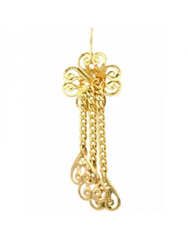Brinco Dourado Flor  E Corrente